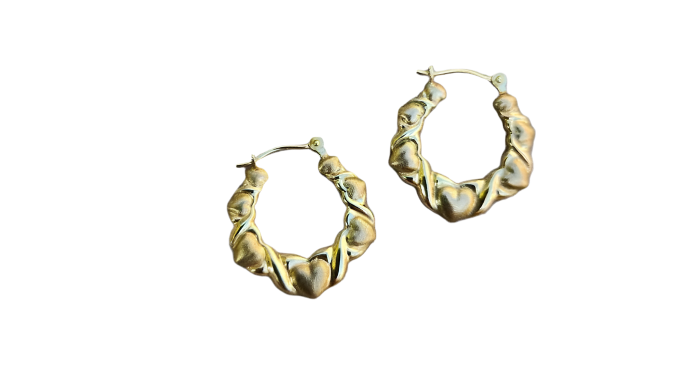 vintage 10k yellow gold puffy xo huggie hoop earrings
