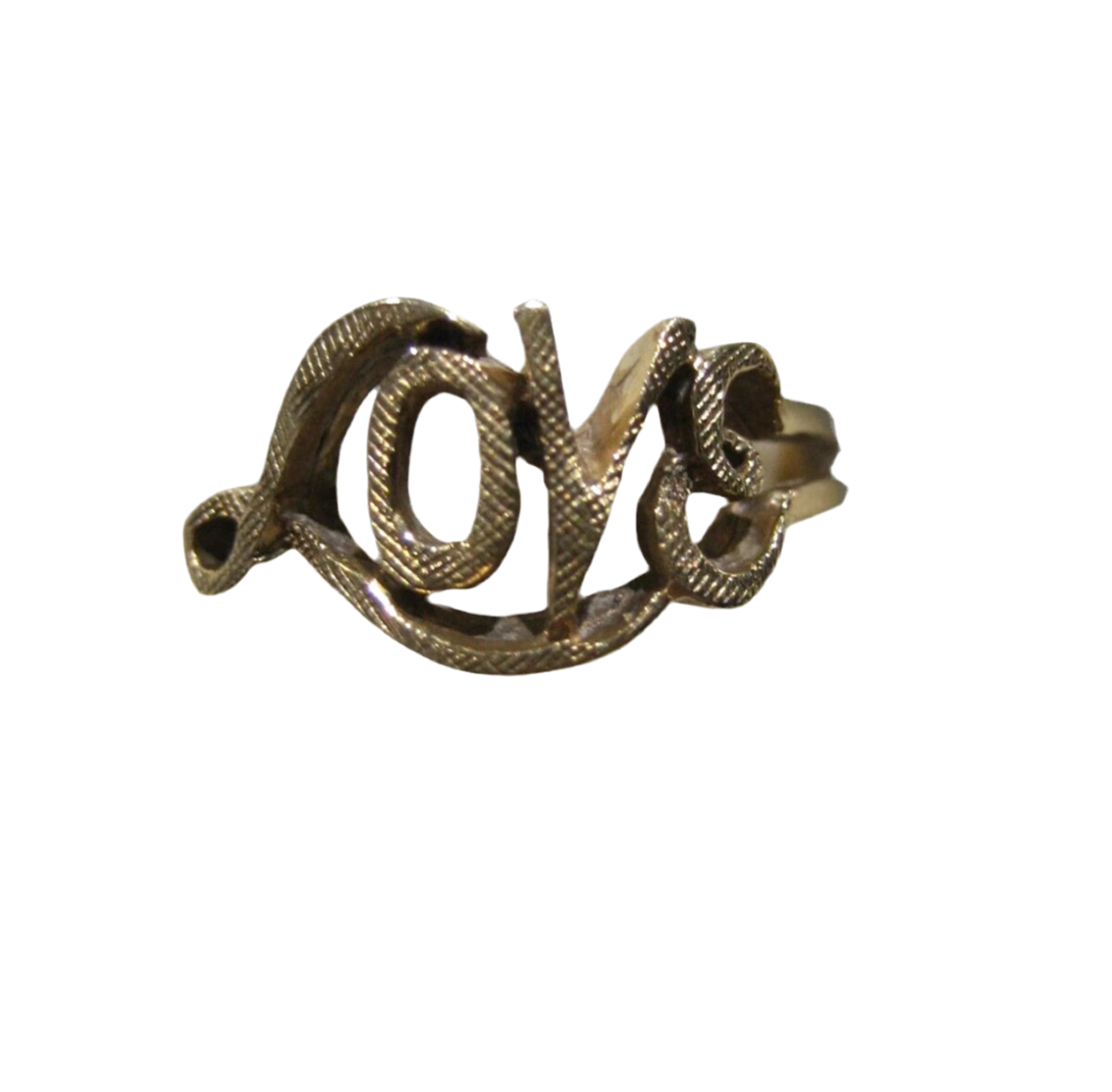 VINTAGE 10K YELLOW GOLD TEXTURED LOVE SCRIPT RING SIZE 5.75