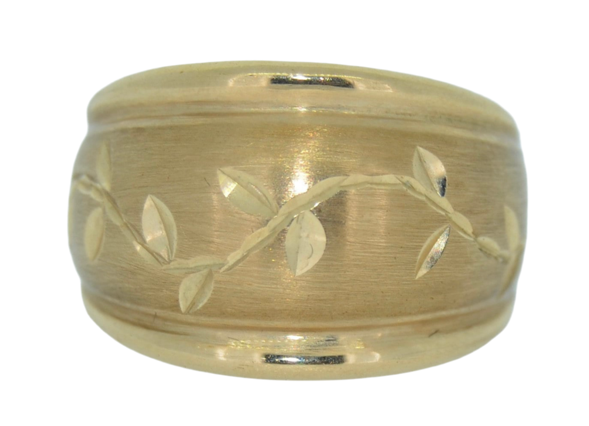 vintage 10k yellow gold etched dome ring