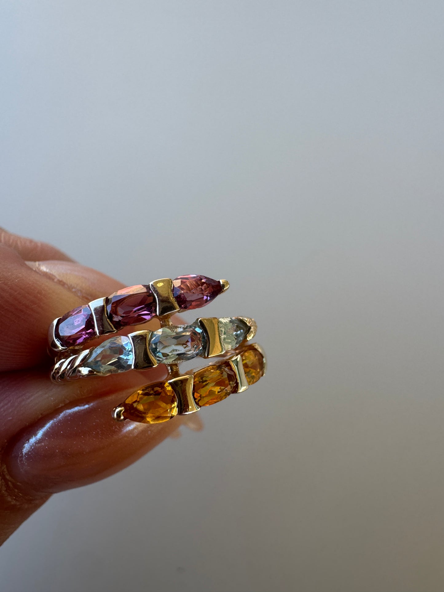 vintage 10k yellow gold gemstone bypass ring