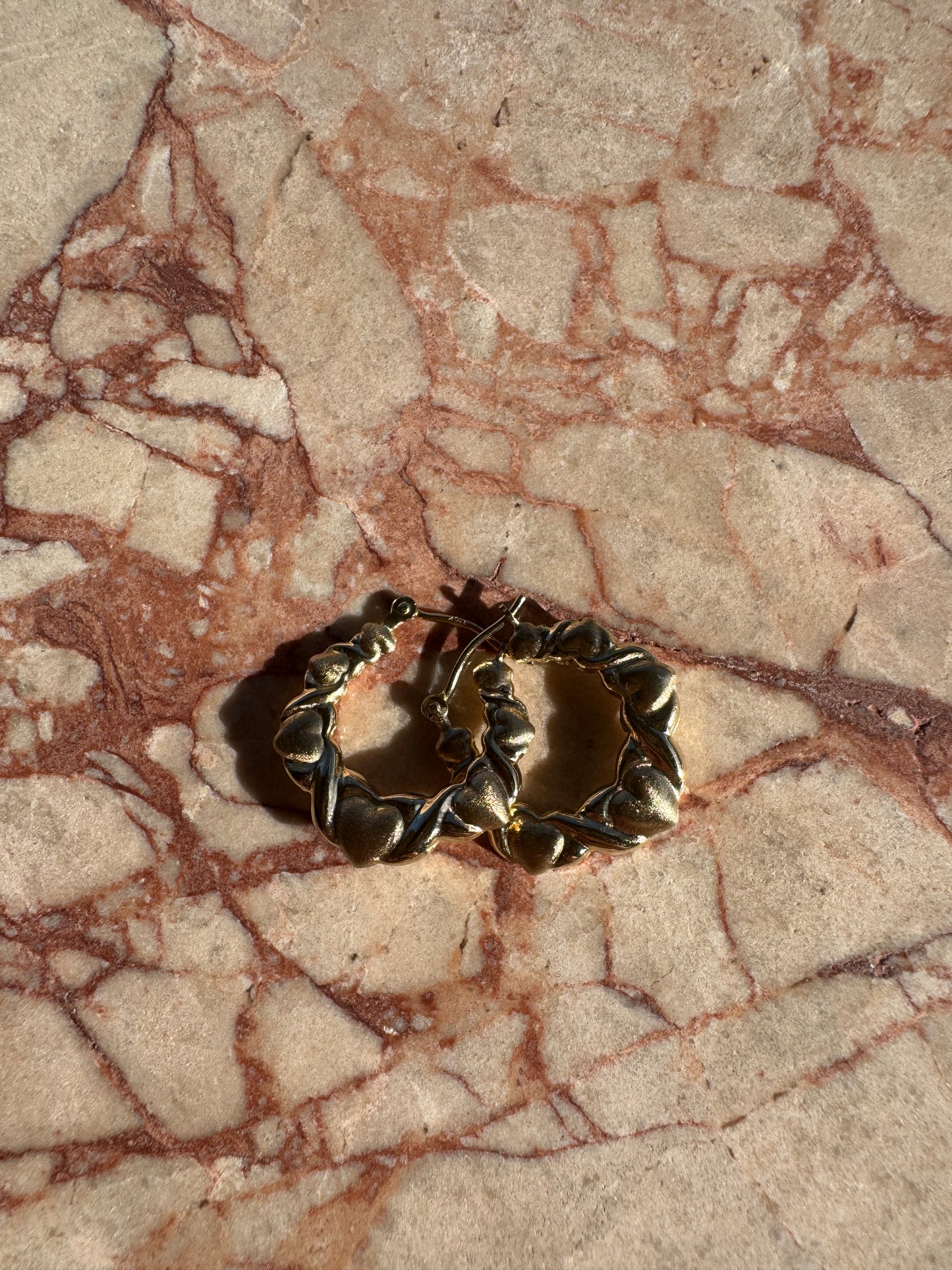 vintage 10k yellow gold xo heart hoops